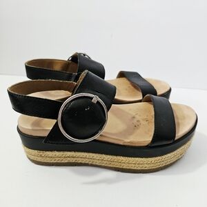 UGG April Sandal Size 6 Black Leather Slingback Platform